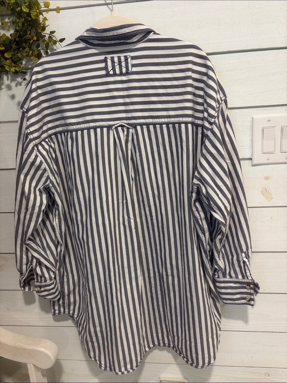 Free People We The Free Freddie Striped Shirt - Nautical Navy size L oversized - Picture 4 of 9